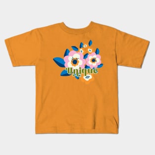 Unique slogan print with _ Funky Hippie Flowers in Pink and Orange Kids T-Shirt